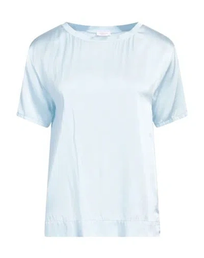 Rossopuro Woman Top Sky Blue Size L Silk, Elastic Fibres