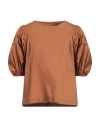 Rossopuro Woman Top Tan Size 10 Cotton In Brown
