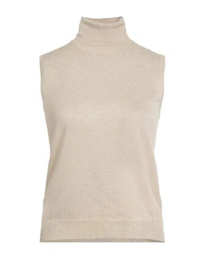 Rossopuro Woman Turtleneck Gold Size M Viscose, Polyamide, Metallic Fiber In Neutral