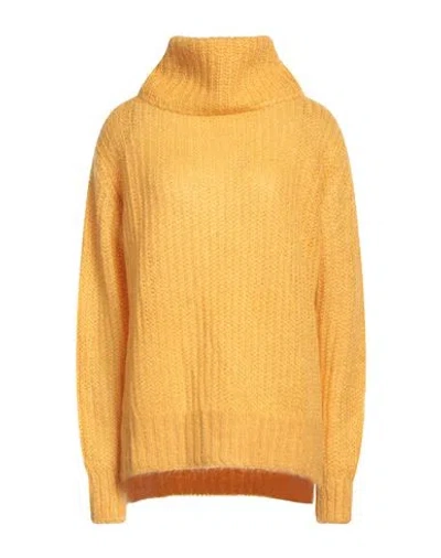 Rossopuro Woman Turtleneck Marigold Size M Acrylic, Polyamide, Mohair Wool In Yellow