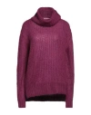 Rossopuro Woman Turtleneck Mauve Size Xl Acrylic, Polyamide, Mohair Wool In Purple