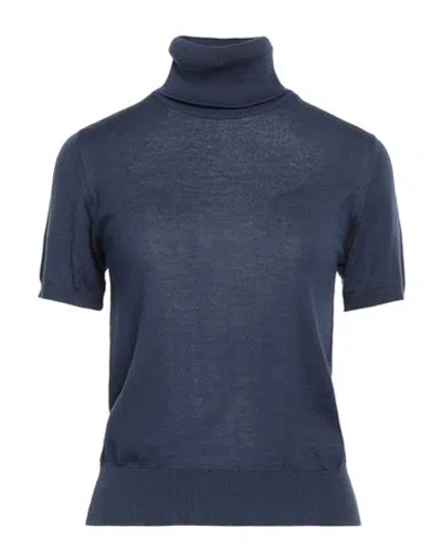 Rossopuro Woman Turtleneck Navy Blue Size 8 Wool