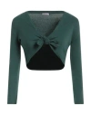 Rossopuro Woman Wrap Cardigans Dark Green Size 6 Cotton, Polyester In Green