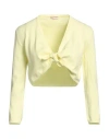 Rossopuro Woman Wrap Cardigans Pastel Yellow Size 10 Cotton, Polyester