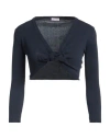 Rossopuro Woman Wrap Cardigans Midnight Blue Size 4 Cotton, Polyester