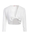Rossopuro Woman Wrap Cardigans White Size 10 Cotton, Polyester In White