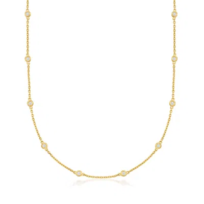 Ross-simons 0.50- Bezel-set Diamond Station Necklace In 18kt Gold Over Sterling
