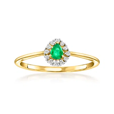 Ross-simons .10 Carat Emerald Ring With Diamonds In 10kt Yellow Gold In Multi