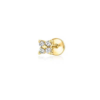 Ross-simons .10 Ct. T.w. Diamond Clover Flat-back Stud Earrings In 10kt Yellow Gold