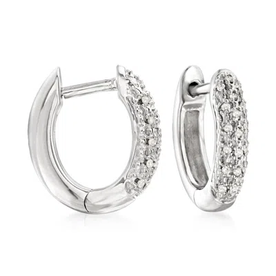 Ross-simons .10 Ct. T.w. Diamond Huggie Hoop Earrings In Metallic