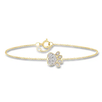 Ross-simons .10 Ct. T.w. Diamond Paw Print Bracelet In 10kt Yellow Gold