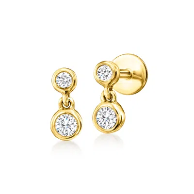 Ross-simons .10 Ct. T.w. Diamond Two-stone Flat-back Stud Earrings In 14kt Yellow Gold In White