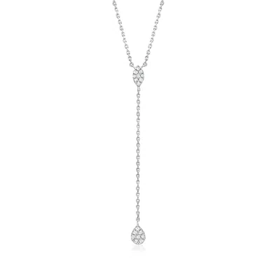 Ross-simons .10 Ct. T.w. Diamond Y-necklace In Sterling Silver