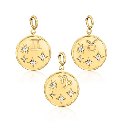 Ross-simons .10 Ct. T.w. Diamond Zodiac Charm In 18kt Gold Over Sterling