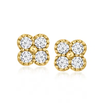 Ross-simons .10 Ct. T.w. Lab Grown Diamond Clover Earrings In 18kt Gold Over Sterling