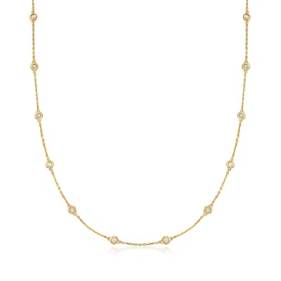 Ross-simons 1.00- Bezel-set Diamond Station Necklace In 18kt Gold Over Sterling