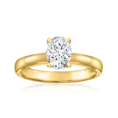 Ross-simons 1.00 Carat Oval Lab Grown Diamond Wide Ring In 14kt Yellow Gold