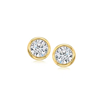 Ross-simons 1.00 Ct. T.w. Bezel-set Cz Stud Earrings In 18kt Gold Over Sterling