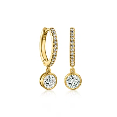 Ross-simons 1.00 Ct. T.w. Bezel-set Lab Grown Diamond Huggie Hoop Drop Earrings In 18kt Gold Over Sterling