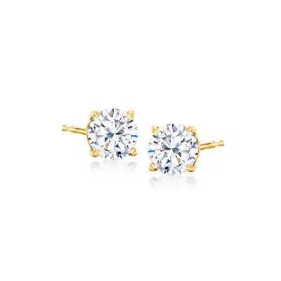 Ross-simons 1.00 Ct. T.w. Cz Stud Earrings In 14kt Yellow Gold In White