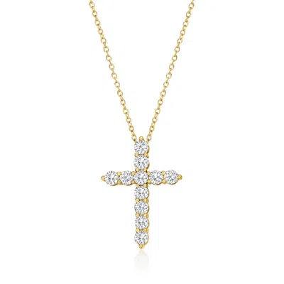 Ross-simons 1.00 Ct. T.w. Lab Grown Diamond Cross Pendant Necklace In 18kt Gold Over Sterling