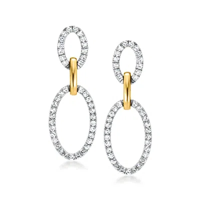 Ross-simons 1.00 Ct. T.w. Lab Grown Diamond Double-oval Drop Earrings In Sterling Silver And 10kt Yellow Gold In Pink