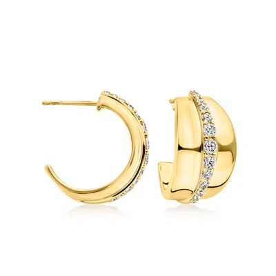 Ross-simons 1.00 Ct. T.w. Lab Grown Diamond Striped Hoop Earrings In 18kt Gold Over Sterling