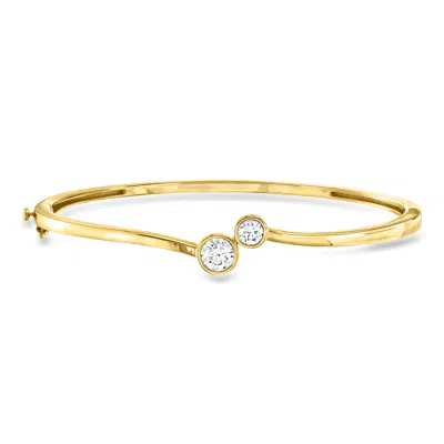 Ross-simons 1.00 Ct. T.w. Lab Grown Diamond Two-stone Bypass Bangle Bracelet In 18kt Gold Over Sterling