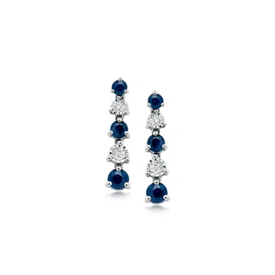 Ross-simons 1.00 Ct. T.w. Sapphire Drop Earrings With .15 Ct. T.w. Diamonds In Sterling Silver In Gold