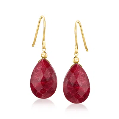 Ross-simons 10.00 Ct. T.w. Ruby Drop Earrings In 10kt Yellow Gold