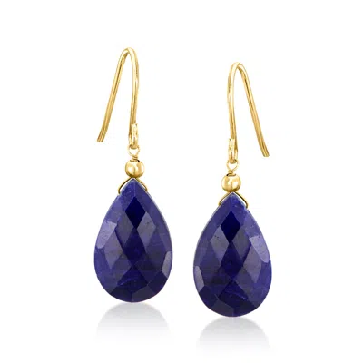 Ross-simons 10.00 Ct. T.w. Sapphire Drop Earrings In 10kt Yellow Gold