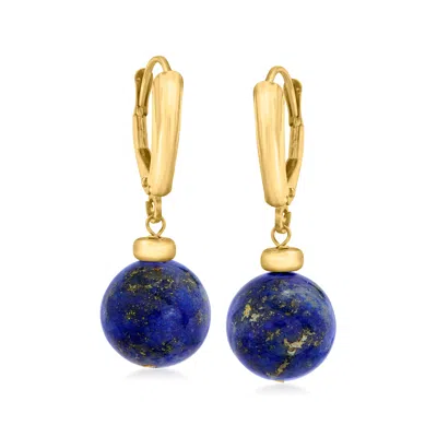 Ross-simons 10-11mm Lapis Bead Drop Earrings In 10kt Yellow Gold