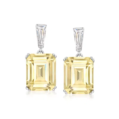 Ross-simons 10.60 Ct. T.w. Yellow And White Cz Drop Earrings In Sterling Silver In Multi