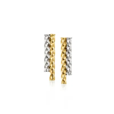 Ross-simons 10kt 2-tone Gold Twisted Double-bar Earrings