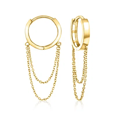 Ross-simons 10kt Yellow Gold Cable-chain Huggie Hoop Drop Earrings