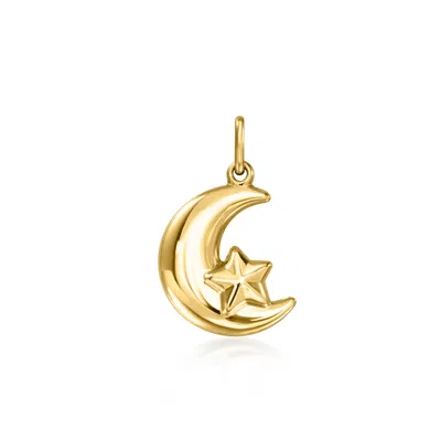 Ross-simons 10kt Yellow Gold Crescent Moon And Star Pendant