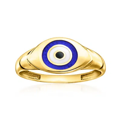 Ross-simons 10kt Yellow Gold Evil Eye Ring With Multicolored Enamel