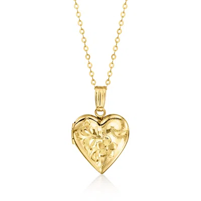 Ross-simons 10kt Yellow Gold Floral Heart Locket Necklace