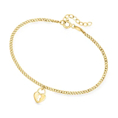 Ross-simons 10kt Yellow Gold Heart Lock Charm Bracelet