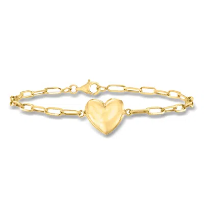 Ross-simons 10kt Yellow Gold Heart Paper Clip Link Bracelet