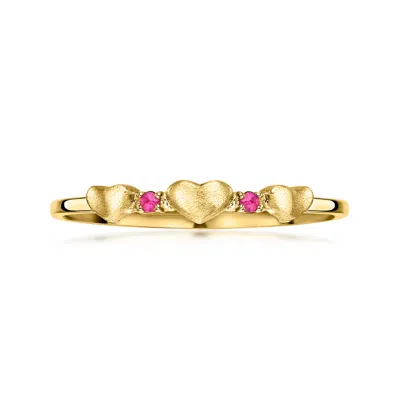 Ross-simons 10kt Yellow Gold Heart Ring With Rubies