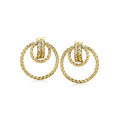 Ross-simons 10kt Yellow Gold Twisted Double-circle Earrings In Multi