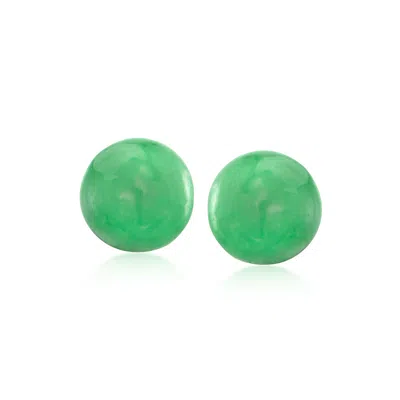 Ross-simons 10mm Jade Stud Earrings In 14kt Yellow Gold In Green