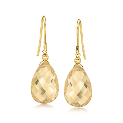 Ross-simons 11.00 Ct. T.w. Citrine Drop Earrings In 10kt Yellow Gold