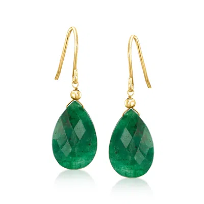 Ross-simons 11.00 Ct. T.w. Emerald Drop Earrings In 10kt Yellow Gold