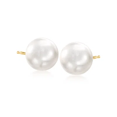 Ross-simons 11-12mm Cultured Pearl Stud Earrings In 14kt Yellow Gold In Metallic