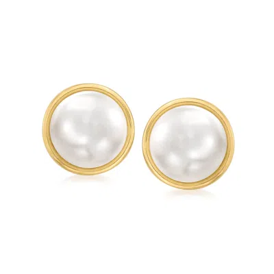 Ross-simons 11.5-12mm Cultured Pearl Earrings In 14kt Yellow Gold In White