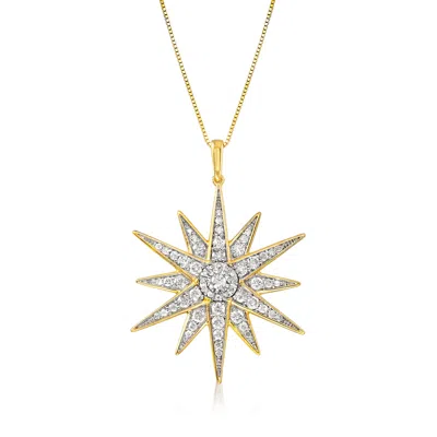 Ross-simons 1.20 Ct. T.w. Diamond Starburst Pendant Necklace In 18kt Gold Over Sterling