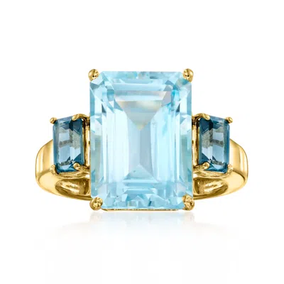 Ross-simons 12.00 Carat Sky Blue Topaz And 1.30 Ct. T.w. London Blue Topaz Ring In 18kt Gold Over Sterling In Multi
