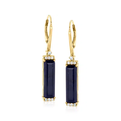 Ross-simons 12.00 Ct. T.w. Sapphire Drop Earrings With .30 Ct. T.w. White Topaz In 18kt Gold Over Sterling